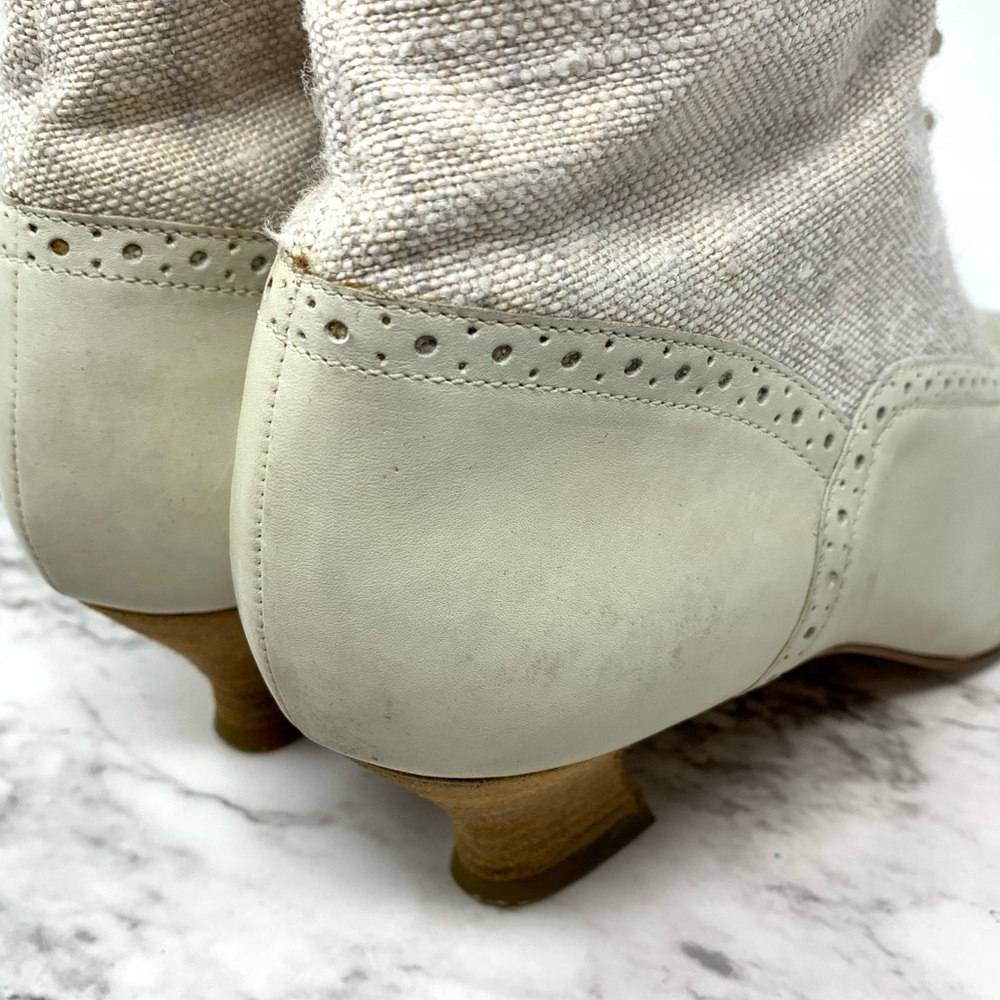 VTG Nine West Lace Up Two Tone Pointed Toe Boots 7.5 Victorian Edwardian Cosplay - Picture 10 of 16